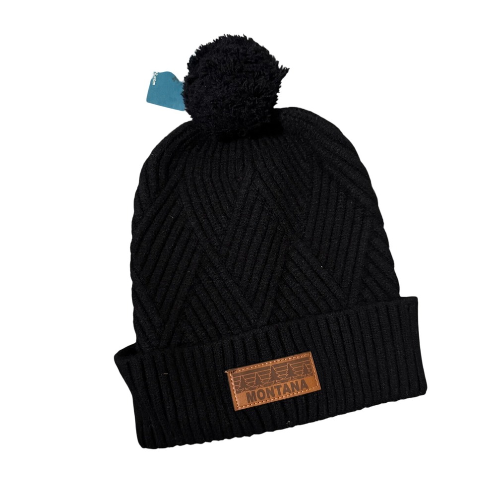 Legacy‎ Montana Black Knit Beanie Hat Cap with Pom Winter Gorpcore Casual